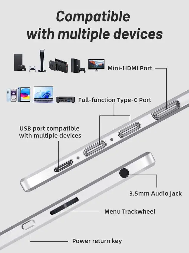 Alt view image 4 of 5 - sibolan 15.6 inch Portable Monitor Touch Screen 4K OLED 3456X2160 100% sRGB 100000:1 Multi-Touch USB-C HDMI Travel Monitor for PC Phone PS4/5 Xbox Switch with Case
