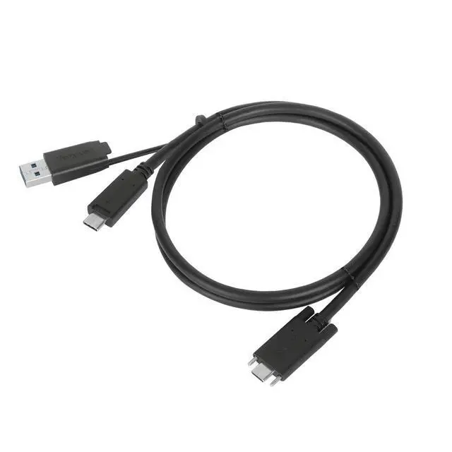 Alt view image 2 of 5 - Targus USB-C Male to USB-C Male Cable with Screw and USB-A Tether, 1M Length for Secure and Reliable Connectivity, Compact Design for Travel (ACC1133GLX)