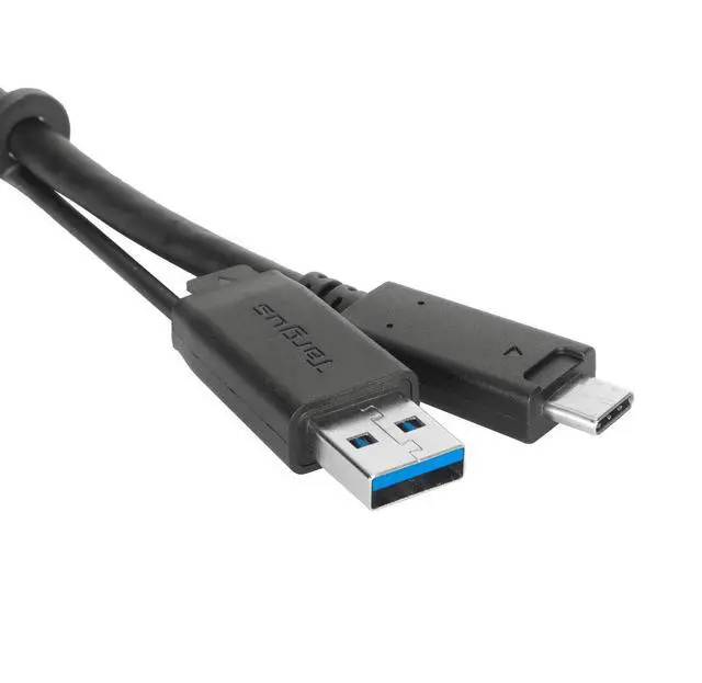 Alt view image 5 of 5 - Targus USB-C Male to USB-C Male Cable with Screw and USB-A Tether, 1M Length for Secure and Reliable Connectivity, Compact Design for Travel (ACC1133GLX)