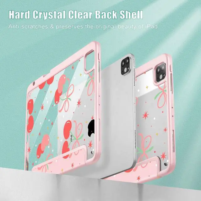 Alt view image 4 of 5 - Tuiklol Case for iPad Pro 12.9 Inch M2 Case 2022 2021 2020 2018 Generation 6th/5th/4th/3rd,Built-in Pencil 2nd Holder Clear Transparent Protective Back Shell Cover, Etro Cherry