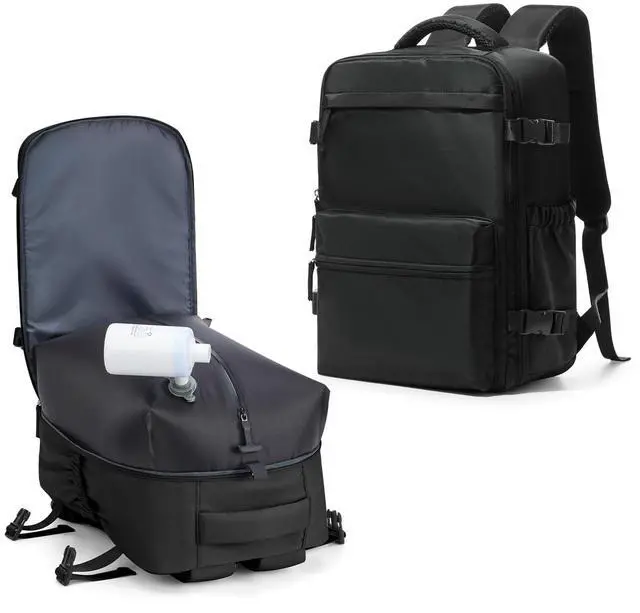 Main image of KEYEMP Vacuum Seal Backpack for Clothing Travel with Air Pump Waterproof Laptop Carry On Backpack Personal item Travel Essentials Compression Space Saver Bags Storage with Vacuum System Women Black