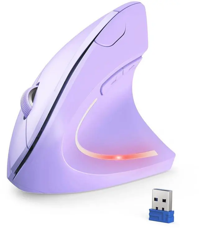Main image of TECKNET Ergonomic Mouse, 4800 DPI Wireless Vertical Mouse with 5 Adjustable DPI Levels, 2.4GHz Optical Carpal Tunnel Mouse, 6 Buttons Wireless Mouse for Laptop, Desktop, PC, MacBook - Light Purple