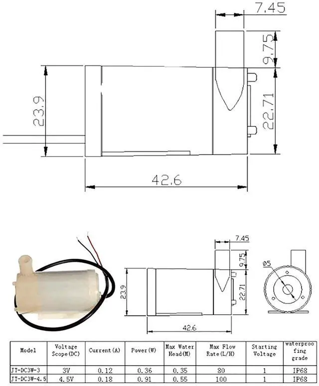 Alt view image 2 of 5 - Gikfun Micro Submersible Mini Water Pump Kit