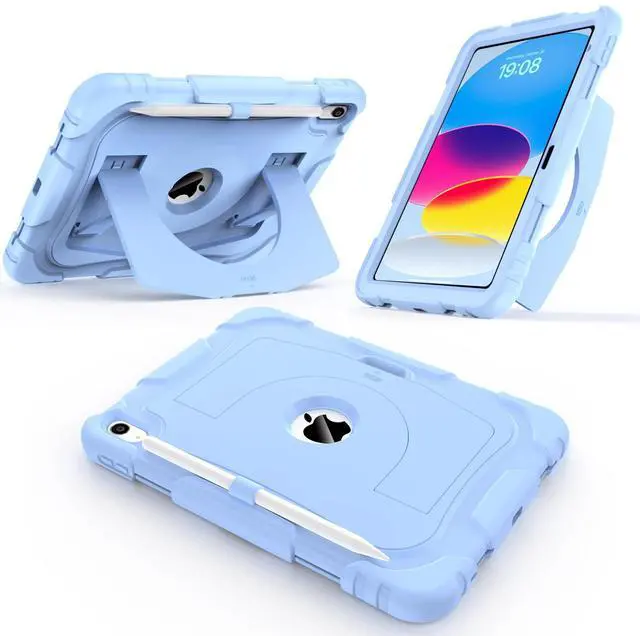 Main image of CCMAO Case for iPad 11 inch (A16) 2025/ iPad 10th Generation 2022 (10.9 inch) with Durable Kickstand, Pencil Holder, Hybrid Heavy Duty Shockproof Protective Case for iPad 11/10 Gen, Light Blue