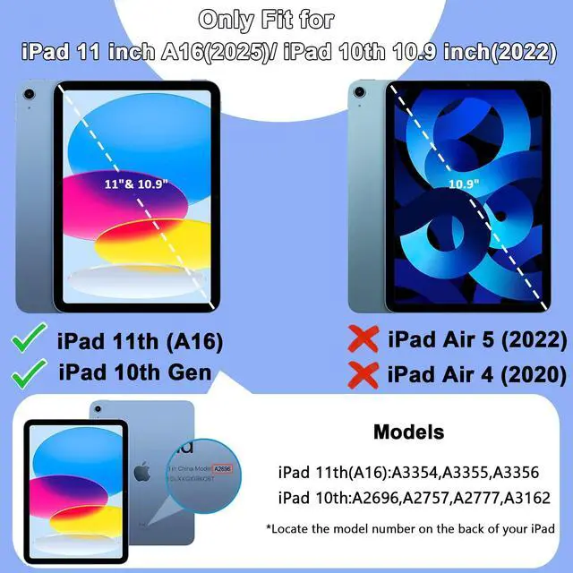 Alt view image 2 of 5 - CCMAO Case for iPad 11 inch (A16) 2025/ iPad 10th Generation 2022 (10.9 inch) with Durable Kickstand, Pencil Holder, Hybrid Heavy Duty Shockproof Protective Case for iPad 11/10 Gen, Light Blue
