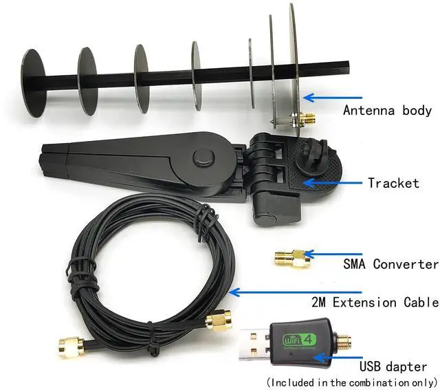 Alt view image 3 of 5 - 12dBi 2.4G WiFi Antenna Directional Signal Amplifier Laptop Desktop Computer USB Dongle Wireless PCIE Network Card Adapter