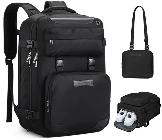 Main image of Maelstrom Travel Backpack for Women Men,35L Laptop Backpack Fits 17-Inch Laptop,Waterproof Carry On Backpack for Airplanes with Detachable Crossbody Bag&Shoe Compartment,Black, Large