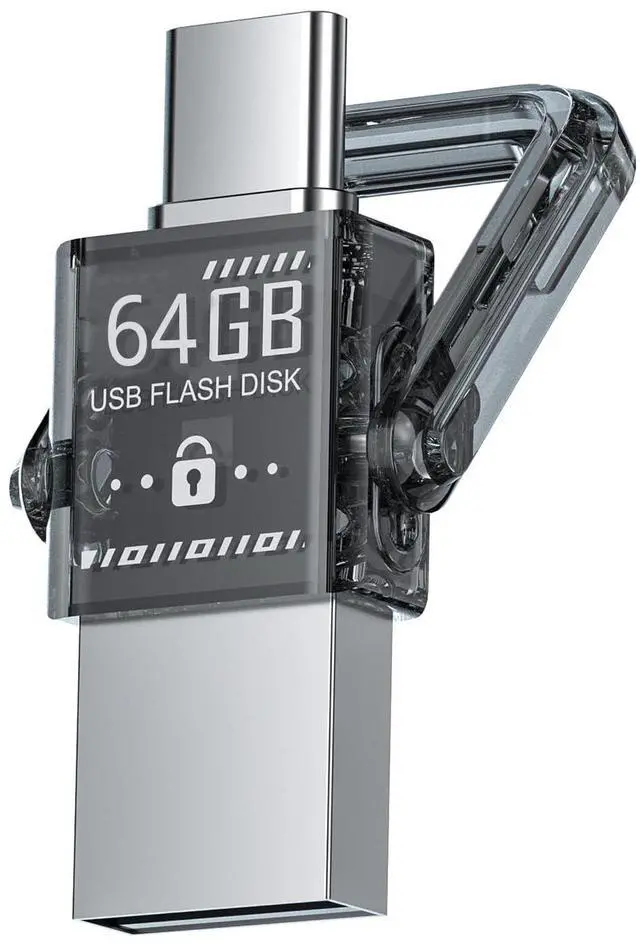 Main image of Newmine 64GB USB-C Flashdrive, 2-in-1 High-Speed Thumb Drive, Portable USB Drive for Android, MacBook, Laptop, PC, Tablet  Durable Metal Shell, Compatible with USB-C & USB-A, Fast Data Transfer