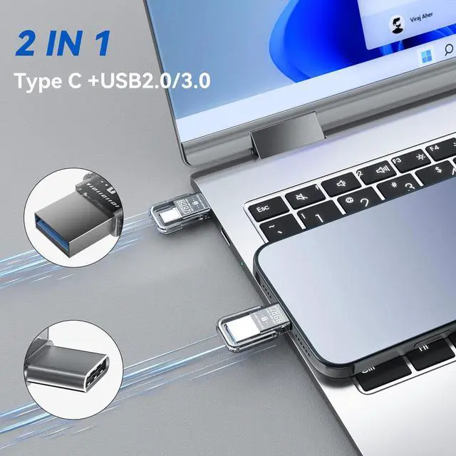 Alt view image 5 of 5 - Newmine 64GB USB-C Flashdrive, 2-in-1 High-Speed Thumb Drive, Portable USB Drive for Android, MacBook, Laptop, PC, Tablet  Durable Metal Shell, Compatible with USB-C & USB-A, Fast Data Transfer