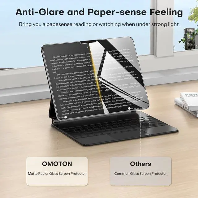 Alt view image 4 of 5 - OMOTON PAPERSENSE Matte Screen Protector for iPad Pro 11 Inch 5th Gen M4 2024/M5 2025, Paper-feel, Matte Tempered Glass with Dust-free Installation Tray, Anti-glare, Apple Pencil Support, 2 Pack