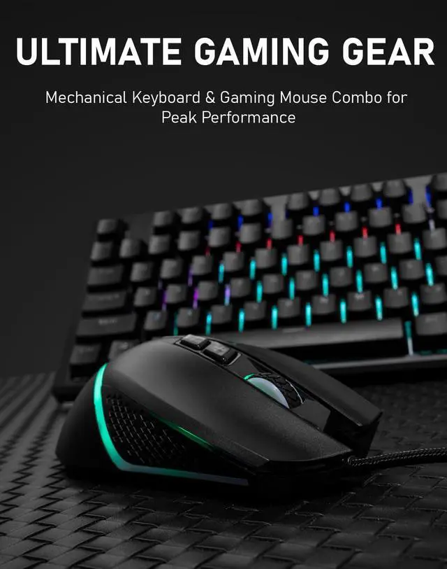 Alt view image 3 of 5 - Evounic RGB Mechanical Gaming Keyboard, 87 Keys TKL Design, Backlit with Multiple Light Modes, USB Wired, Fast Response Time for PC, Laptop, Gaming Console