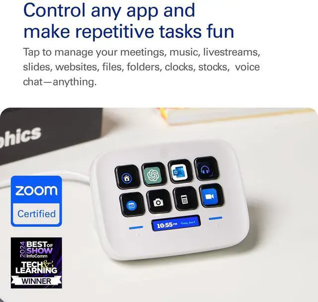 Alt view image 2 of 5 - Elgato Stream Deck Neo  8 Customizable Keys, 2 Touch Points, Speed Through Tasks & Workflows - Control Word, Excel, PowerPoint, Teams, Zoom, Spotify and more, Drag-n-Drop Setup - Works with Mac & PC