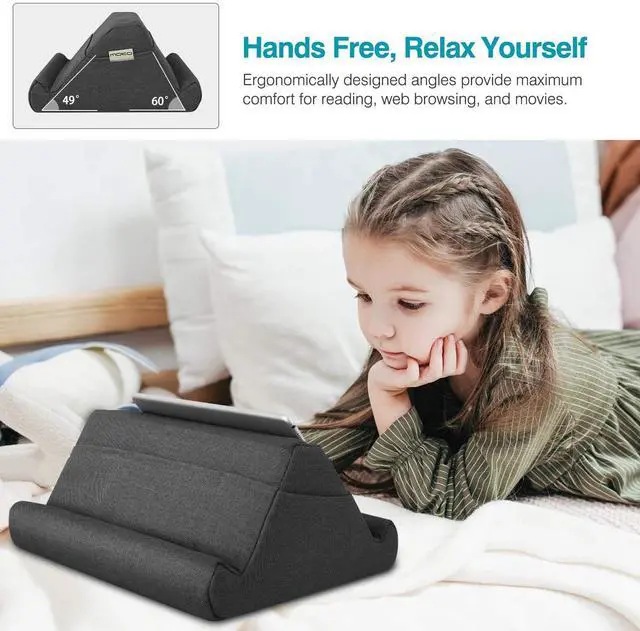 Alt view image 2 of 5 - MoKo Tablet Pillow Holder, Pillow for iPad Multi-Angle Soft Tablet Stand Up to 12.9" for Xmas Gift, eReader, Fit for iPad 9, iPad Mini 6, iPad Pro 11/12.9 4/5th Gen,Galaxy Tab S6/S7, Space Gray