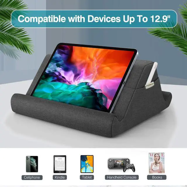 Alt view image 3 of 5 - MoKo Tablet Pillow Holder, Pillow for iPad Multi-Angle Soft Tablet Stand Up to 12.9" for Xmas Gift, eReader, Fit for iPad 9, iPad Mini 6, iPad Pro 11/12.9 4/5th Gen,Galaxy Tab S6/S7, Space Gray