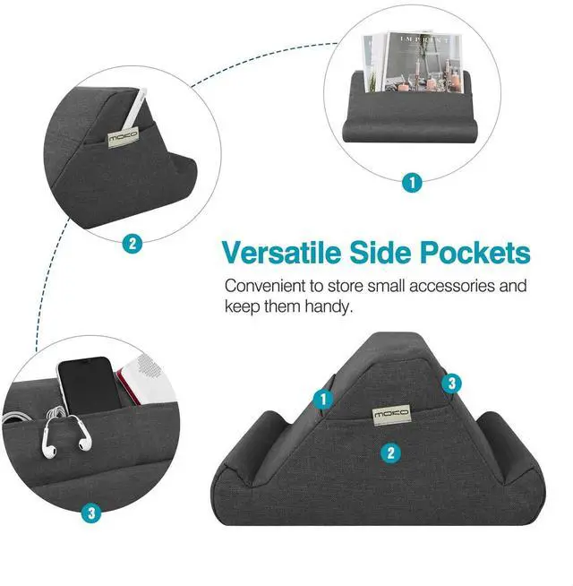 Alt view image 5 of 5 - MoKo Tablet Pillow Holder, Pillow for iPad Multi-Angle Soft Tablet Stand Up to 12.9" for Xmas Gift, eReader, Fit for iPad 9, iPad Mini 6, iPad Pro 11/12.9 4/5th Gen,Galaxy Tab S6/S7, Space Gray
