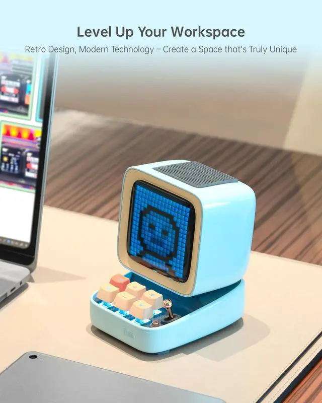 Alt view image 5 of 5 - Divoom Ditoopro Bluetooth Pixel Art Speaker, DIY Animation LED Display with App Control, Fun Gaming Speaker, Kawaii Decor for Living Room, Bedside Desk, Office, Blue