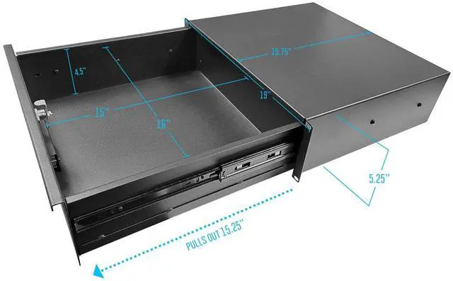 Alt view image 2 of 5 - 3U Locking Rack Drawer by AxcessAbles | 15" Deep Secured Metal Server Rack Mount Storage Drawer | 45lb Capacity | Compatible with 19-Inch Rack-Mount Cases, Audio Video Equipment Cabinets (RKDRAWER3U)