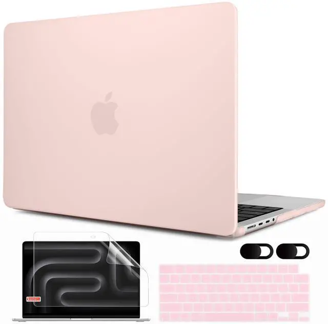 Main image of MEEgoodo for M4 MacBook Pro 16 inch Case 2024 2023 2021 (Fit Model A3403/A3186/A2991/A2780/A2485) M3 M2 M1 Pro/Max with Touch ID, Laptop Hard Shell Case with Keyboard & Webcam Cover, Pink