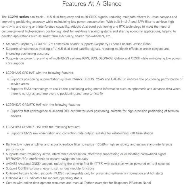 Alt view image 4 of 5 - Waveshare LC29H Series Dual-Band GPS Module for Raspberry Pi, Dual-Band L1+L5 Positioning Technology, Supports RTK Rover to Realize High-Precision Centimeter-Level Positioning