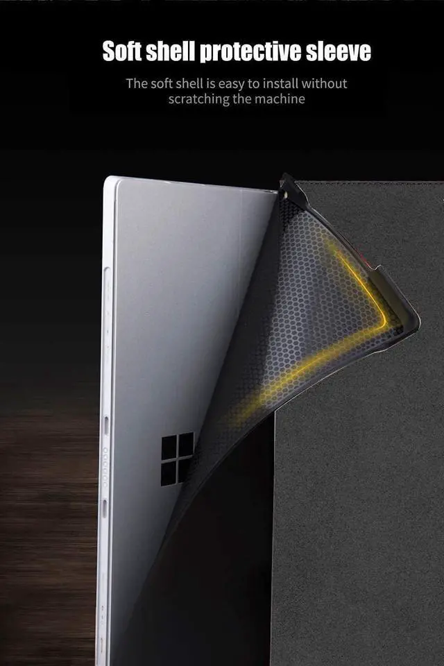 Alt view image 4 of 5 - Gexmil Leather Case Compatible with Surface Pro 9/10 /11, Tablet Cover for Surface Pro 13",with Pencil Holder, Support Type Keyboard,Magnetic Closure,Multi-Angle Portfolio Cover, Grey