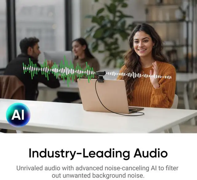 Alt view image 3 of 5 - Insta360 Link 2 - PTZ 4K Webcam for PC/Mac, 1/2" Sensor, AI Tracking, HDR, AI Noise-Canceling Mic, Gesture Control for Streaming, Video Calls, Gaming, Works with Zoom, Teams, Twitch