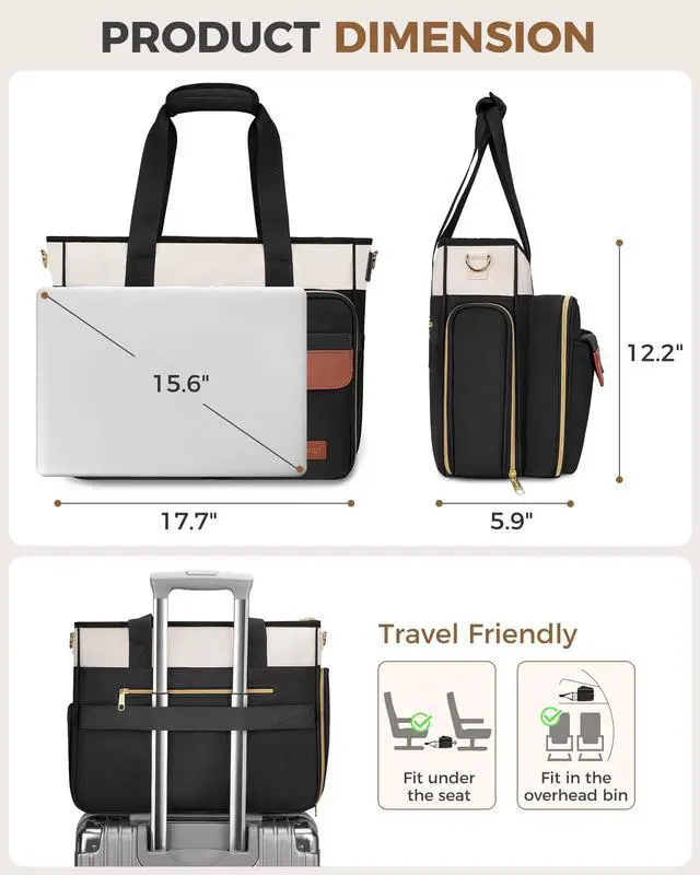 Alt view image 5 of 5 - Ytonet Teacher Bag for Women, 15.6 Inch Laptop Tote Bag with Laptop Protective & Accordion File Pockets, Work Bags for Women Nurse Bags Professional Briefcase for Office, Business, College, Nursing