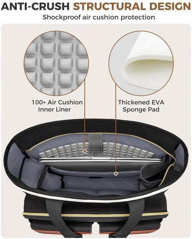 Alt view image 4 of 5 - Ytonet Teacher Bag for Women, 15.6 Inch Laptop Tote Bag with Laptop Protective & Accordion File Pockets, Work Bags for Women Nurse Bags Professional Briefcase for Office, Business, College, Nursing