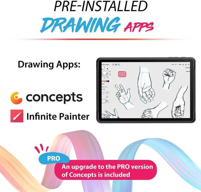 Alt view image 3 of 5 - PicassoTab A12 Drawing Tablet  Large 12" Screen, No Computer Needed, Included Learning Package [Premium Drawing Apps & Tutorials] Stylus Pen, Standalone Graphics Tablet for Digital Artists - A12