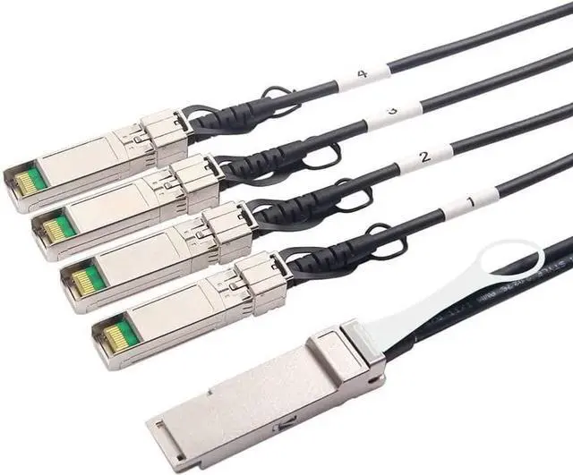 Alt view image 3 of 5 - 10Gtek 40G QSFP+ to 4xSFP+ Breakout DAC for Cisco QSFP-4SFP10G-CU1.5M - 40GBASE-CR4 Passive Direct Attach Copper Twinax QSFP to SFP Cable for Cisco Devices, 1.5-Meter