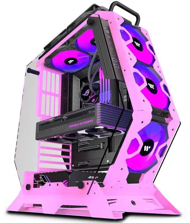 Main image of KEDIERS PC Case C570 ATX Mid Tower Tempered Glass Gaming Computer Open Frame Case with 5 PWM ARGB Fans (Pink)