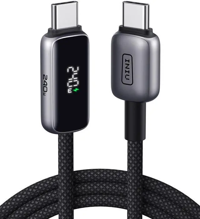 Main image of INIU Digital Display USB C to USB C Cable, [240W, 6.6ft] Fast Charging Nylon Braided Cable for iPhone 16 15 MacBook iPad Laptop etc.