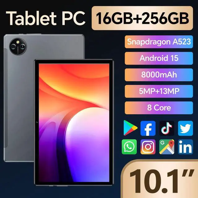 Alt view image 2 of 5 - Tablet 10.1inch Android 15 with Keyboard,Octa-Core Tablets, 16GB RAM 256GB Storage 1TB Expandable, 13MP Dual Cameras 5MP Front,8000mAh,GPS,WiFi 5 BT5.0 with Case, Mouse & Stylus M6- Titanium Gray