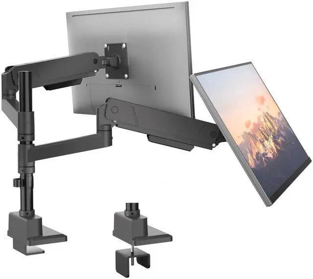 Main image of monTEK Dual Monitor Mount Tall Monitor arms for 2 Monitors for 17 to 35 Inch Curved Screen Holds 35 Lbs Adjustable Heavy Duty Monitor Desk Mount Cable Management, VESA 75/100mm, MA1007PBK-D