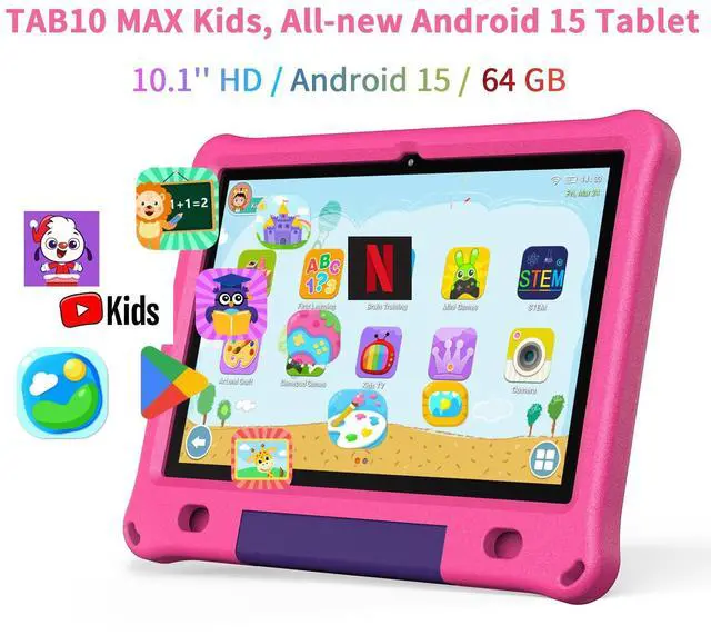 Alt view image 2 of 5 - PRITOM Tablet Android 15, All-New 10'' Tablet Kids, Parental Control, 64GB+1TB Expand Tablets for Kids, Child, WiFi6, Educational, Games, Kids Software Pre-Installed, with EVA Case (Pink)