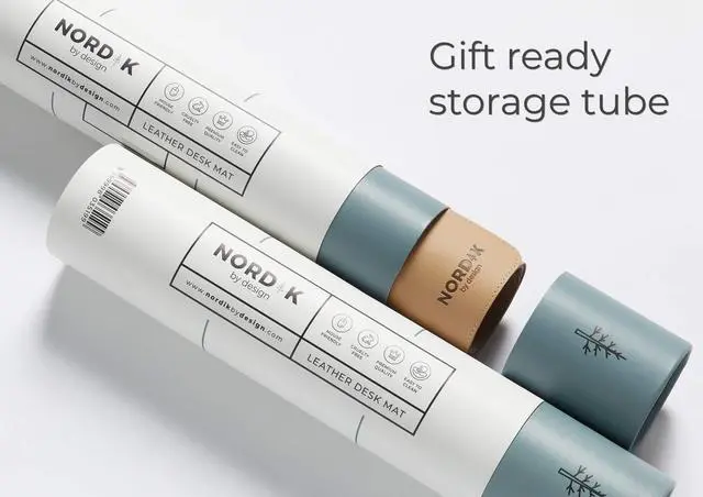 Alt view image 3 of 5 - Nordik Leather Desk Mat Cable Organizer - Champagne Beige 35 X 17 inch - Premium Extended Mouse Mat for Home Office Accessories - Non-Slip Vegan Leather Desk Pad Protector & Desk Blotter Pad