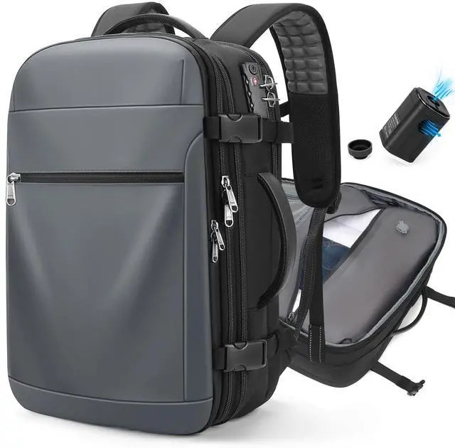 Main image of MUSINOTE Vacuum Backpack Travel - 60L Expandable Carry-On Vacpack Backpack with Vacuum Pump, TSA Lock, Laptop Compartment, Water-Resistant Seal Compression Bag for Business & Flight Travel (Grey)