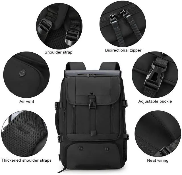 Alt view image 3 of 5 - Ogetok Travel Laptop Backpack Carry on Backpack, Large Luggage Bag Backpacks Suitcase for Men Women, Business Weekender Shoulder Bag Personal Item Travel Bag Casual Daypack Fit 15.6 inch Laptop, Black