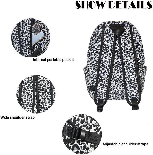 Alt view image 4 of 5 - ZJRUIWQ Women Black cheetah print backpack, College School Backpack BookbagWaterproof Sports Laptop Bag Compatible with 15-Inch Notebooks