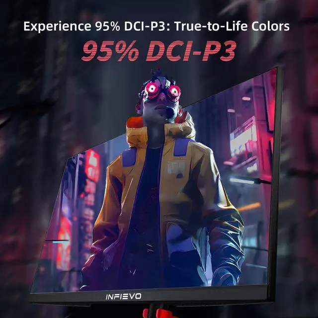 Alt view image 2 of 5 - INFIEVO 27 Inch Gaming Monitor QHD 2560 x 1440P 180Hz IPS 1m Computer Monitor, 95% DCI-P3,Height/Pivot/Swivel/Tilt Adjustable Vertical Monitor, FreeSync,HDR,Eye Care, HDMI/DPX2,VESA Compatible