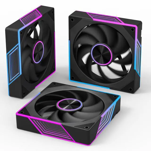 Main image of 120mm ARGB Computer Case Fan, 4 Pin PWM, Silent Computer Cooling Fan with Infinity Mirror 1800RPM 3 Pack, Black