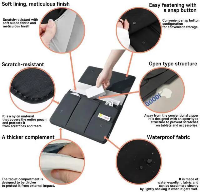 Alt view image 2 of 5 - DAHINRAUM Laptop Sleeve Bag Carrying Case Compatible with 13-13.3 Inch MacBook Pro & MacBook Air iPad Notebook Waterproof Shock Resistant Protective Bag Tablet Sleeve Laptop Pouch