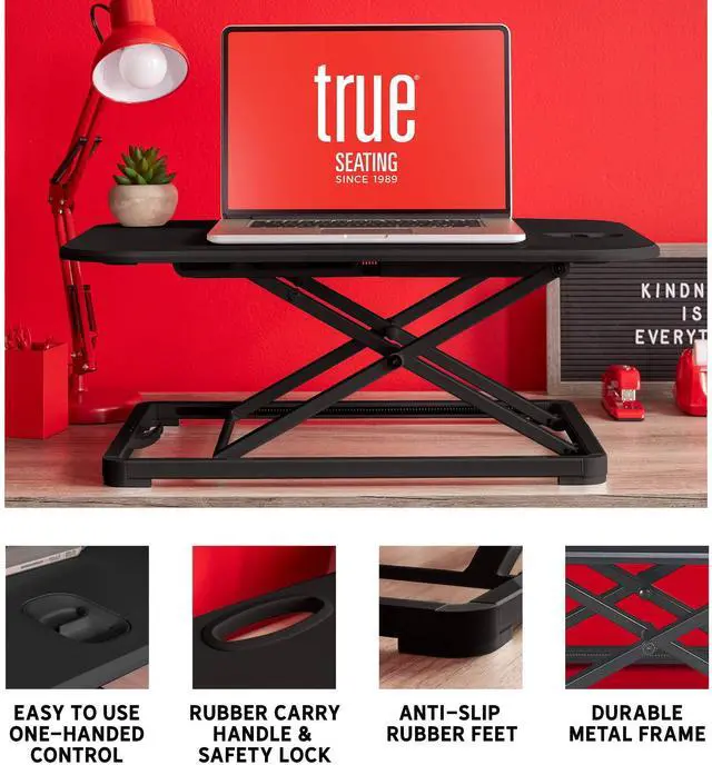 Alt view image 4 of 5 - TrueSeating Ergo Height Adjustable, Small, Black