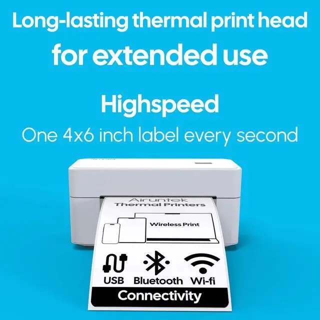 Alt view image 4 of 5 - AIRUNTEK Wireless Thermal Label Printer  4x6 Bluetooth & Wi-Fi Shipping Printer, Compatible with Windows, Mac, iPhone, Android, No Ink, for Barcode Labels and Small Business