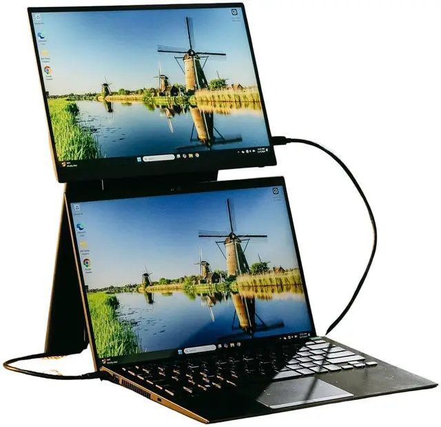 Alt view image 2 of 5 - VAIO 14" Portable Monitor | Ultra-Light Carbon Fiber Design (0.72 lbs) | WUXGA (1920 x 1200) | USB-C Single Cable | Origami Stand Case | Crafted in Japan