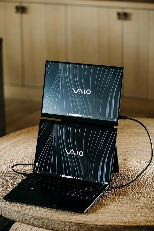 Alt view image 4 of 5 - VAIO 14" Portable Monitor | Ultra-Light Carbon Fiber Design (0.72 lbs) | WUXGA (1920 x 1200) | USB-C Single Cable | Origami Stand Case | Crafted in Japan