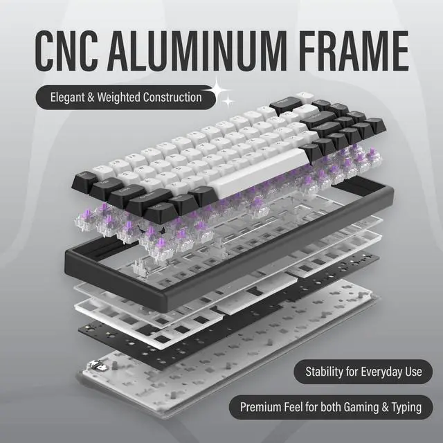 Alt view image 5 of 5 - ARBITER Polar 65 - CNC Magnetic Gaming Keyboard w Rapid Trigger, Hall Effect Switches, CNC Aluminum Frame, Rapid Key, 65% Compact, Bright RGB, Dual-Shot PBT Keycaps - White Panda