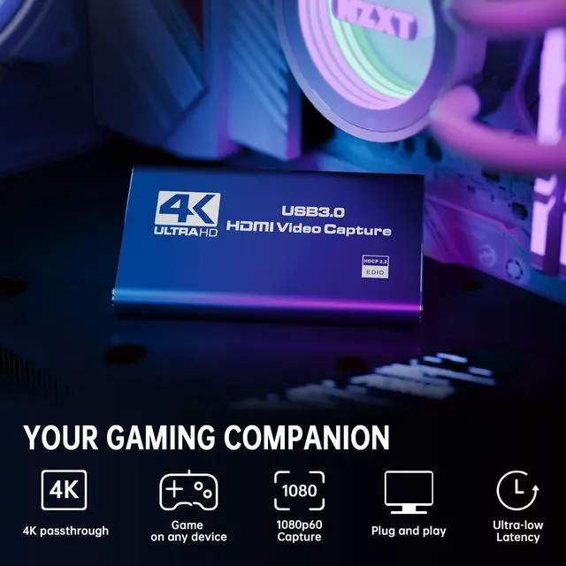 Alt view image 2 of 5 - Bytebridges 4K HDMI Capture Card for Streaming, Full HD 1080P 60FPS Capture USB 3.0 Audio Video Capture Card,for Switch/PS4/PS5/Xbox, Plug and Play, Works on Laptop, PC, Mac