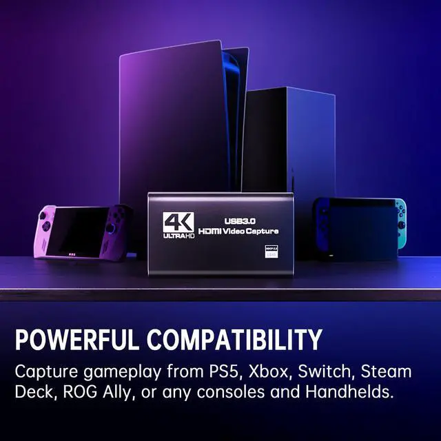 Alt view image 4 of 5 - Bytebridges 4K HDMI Capture Card for Streaming, Full HD 1080P 60FPS Capture USB 3.0 Audio Video Capture Card,for Switch/PS4/PS5/Xbox, Plug and Play, Works on Laptop, PC, Mac