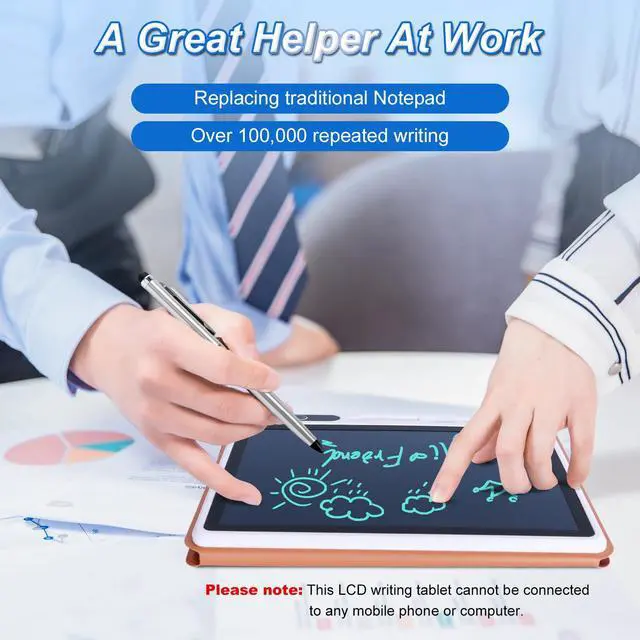 Alt view image 5 of 5 - 10inch LCD Writing Tablet with PU Protective Cover Electronic Writing Notebook Erasable Drawing Board for Adults at Home Office Work(Brown)