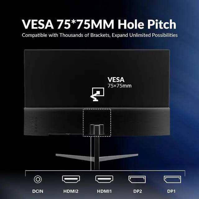 Alt view image 5 of 5 - Great voell 2X Pack - 23.8 Inch Gaming Monitor, 75Hz/FHD(1920 * 1080) 1K Computer Monitor, Support HDMI/VGA Display, FreeSync, 99% sRGB, 1500:1 Contrast Ratio for Home Office & Gaming-Wall Mountable